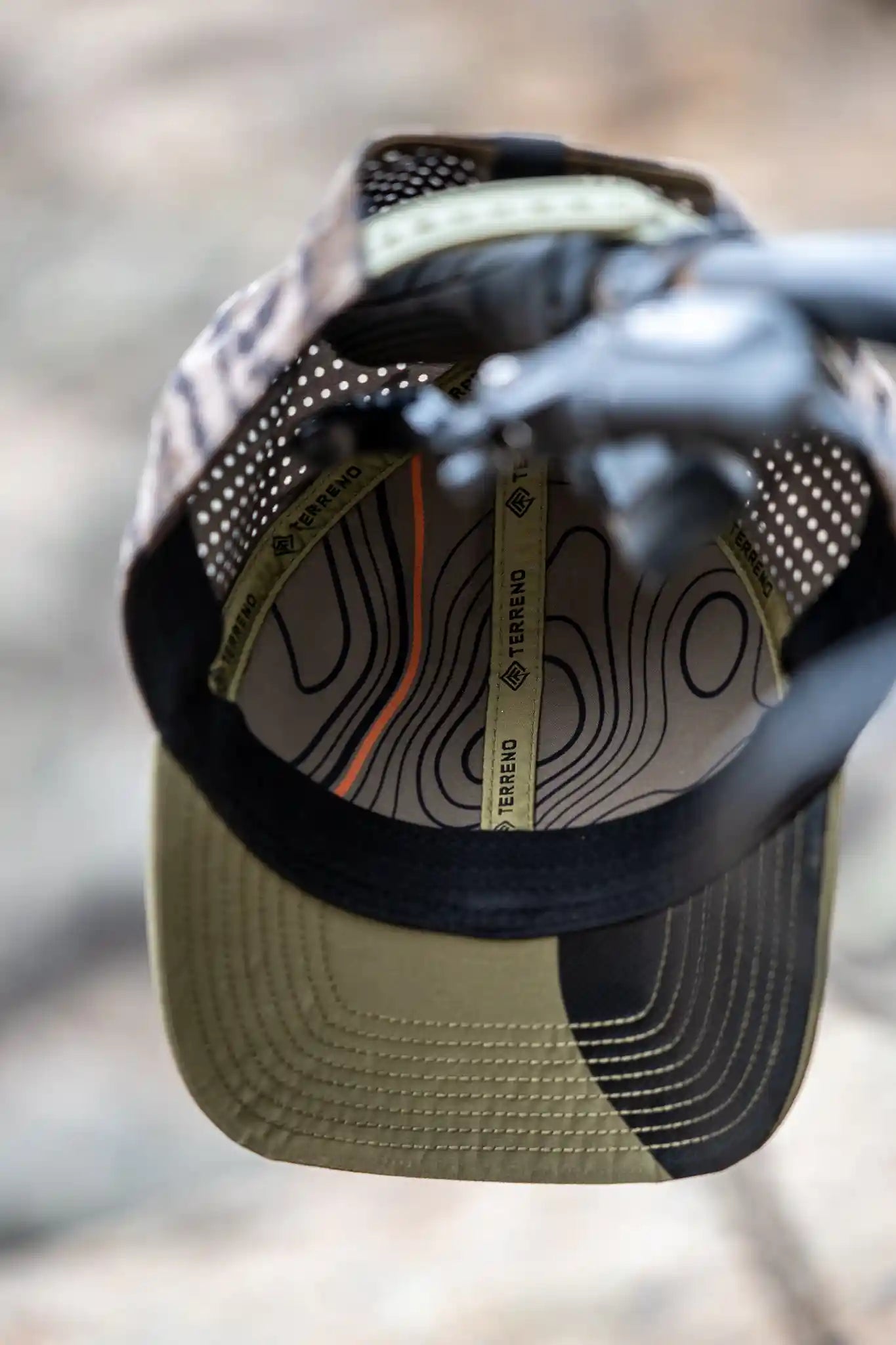 Terreno hat topographic interior sweatband detail